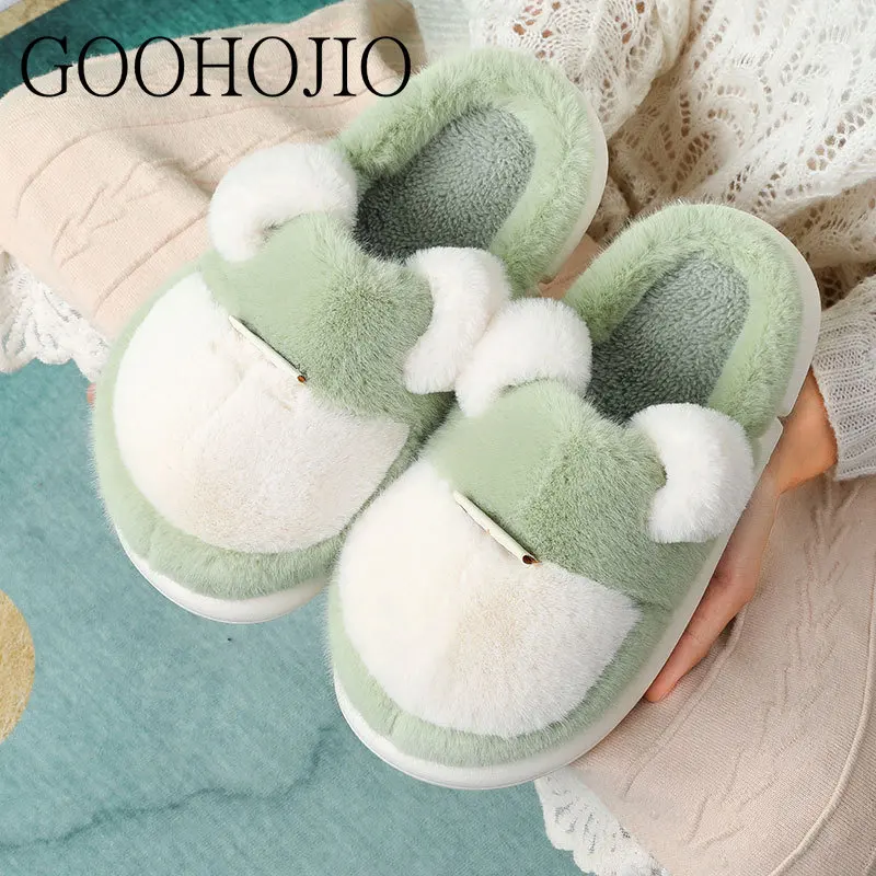 

Ins Women Winter Slippers Female with Velvet Slippers Keep Warm Hot Sale Shoes Soft Plush Women All-match Platform Slippers