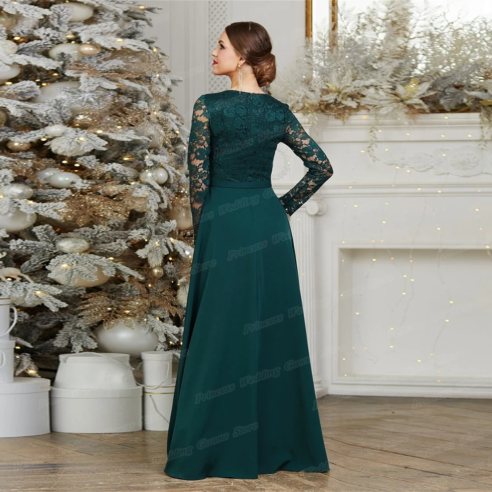 Elegant Wedding Party Gown For Mom Floor Length With Lace Long Sleeve Vintage Formal Mother Of The Bride Dress A Line Plus Size