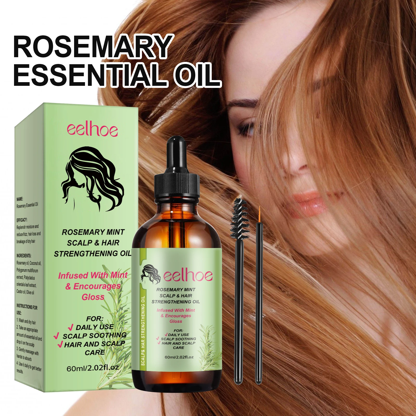 Rosemary Hair Care Essential Oil Anti hair loss Serum Repairs And Restores Hair Health.Improveing Texture,Elasticity,Gloss