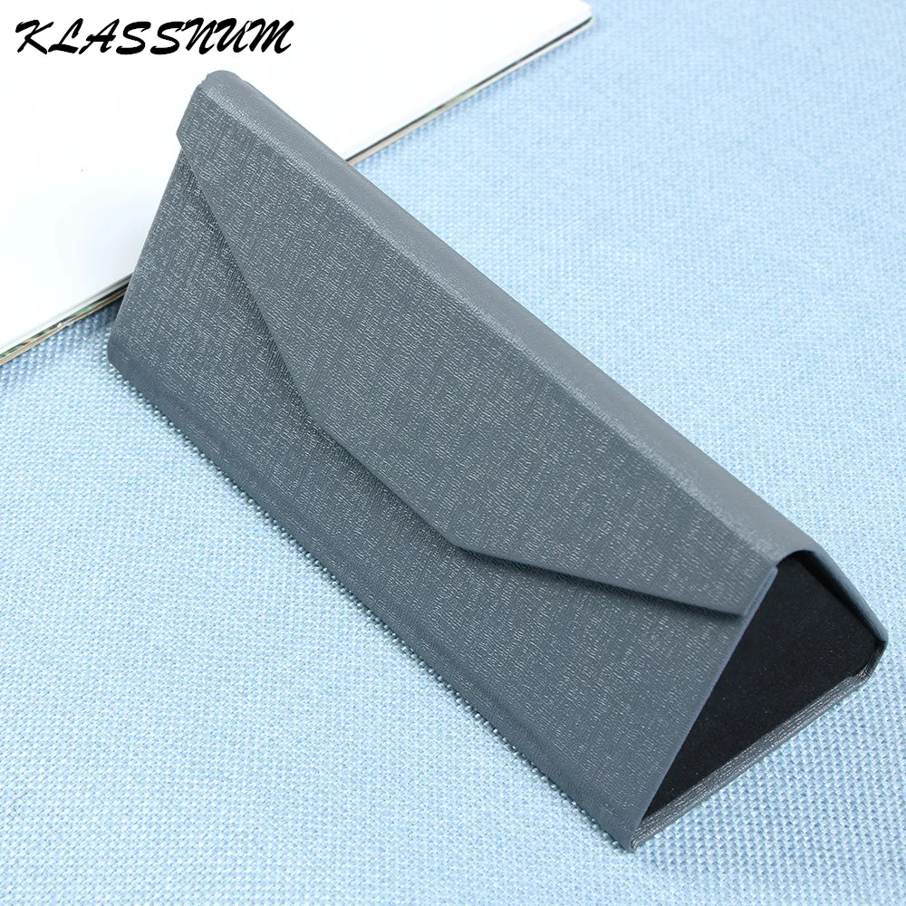 

Triangle Glasses Box Candy Solid Color Folding Eyeglass Case PU Waterproof Magnet Eyewear Case Portable Protective Organizer