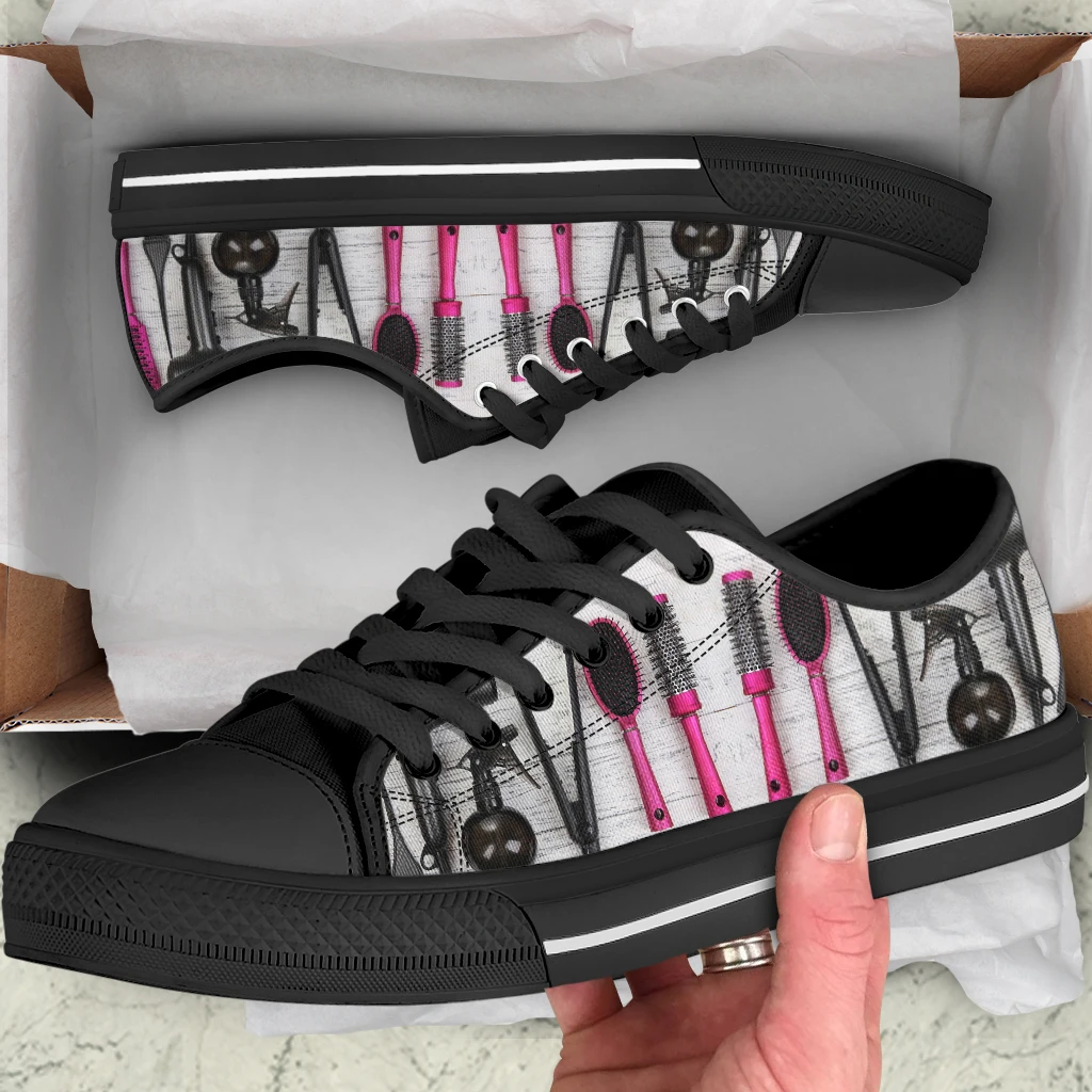 Hairstylist Design Women's Sneakers New Spring Canvas Lace-Up Vulcanized Shoes Breathable Black White Casual Flat Shoes