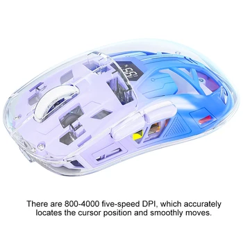 Transparent Mice 2.4GHz+BT5.0 Wireless Gaming Mouse Digital Display Multi Device Connection 5 Level DPI for Laptop/Phone/PC/ 6
