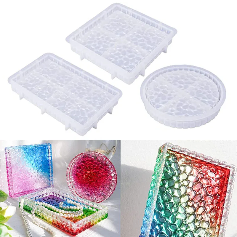 

Resin Tray Molds Silicone Diamond Bottom Creative Round Square Ashtray Mold Resin Epoxy Resin Molds DIY Ashtray Decorative Tray