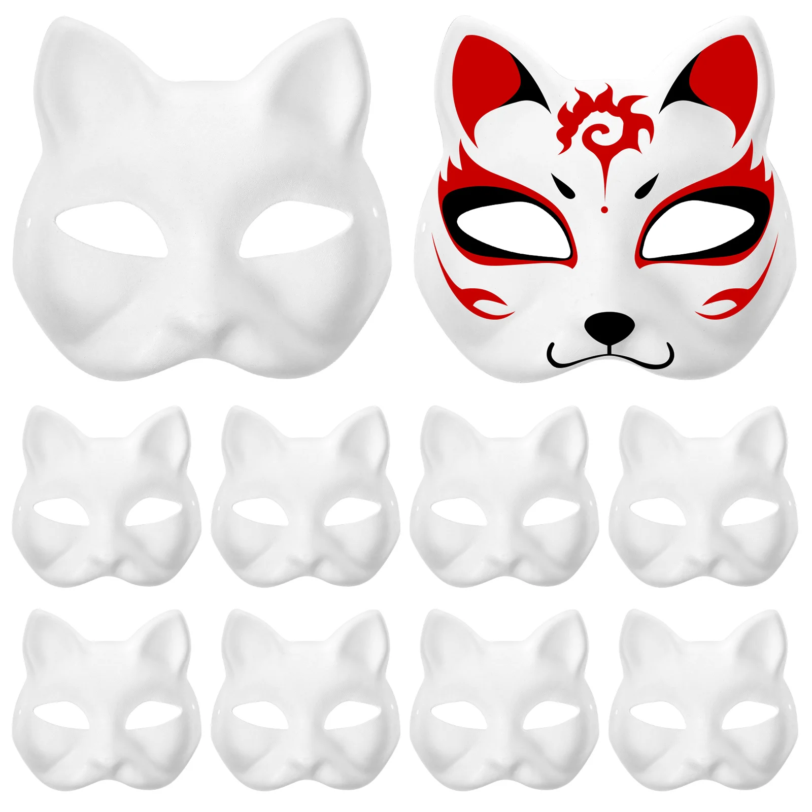 

15pcs Paper Blank White Unpainted Paper Halloween Cosplay Cat Fox DIY Paintable Half Face Unpainted Paper Animal Costume Party
