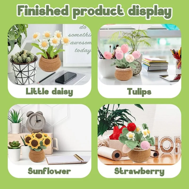 Flower Crochet Kit for Beginners Crochet Starter Kit for Complete Beginners Adults Crocheting Knitting with Tutorials knitting needles crochet kit knitting supplies knitting material weaving tools yarn holder knitting craft supplies knitting loom knitting machine knitting board