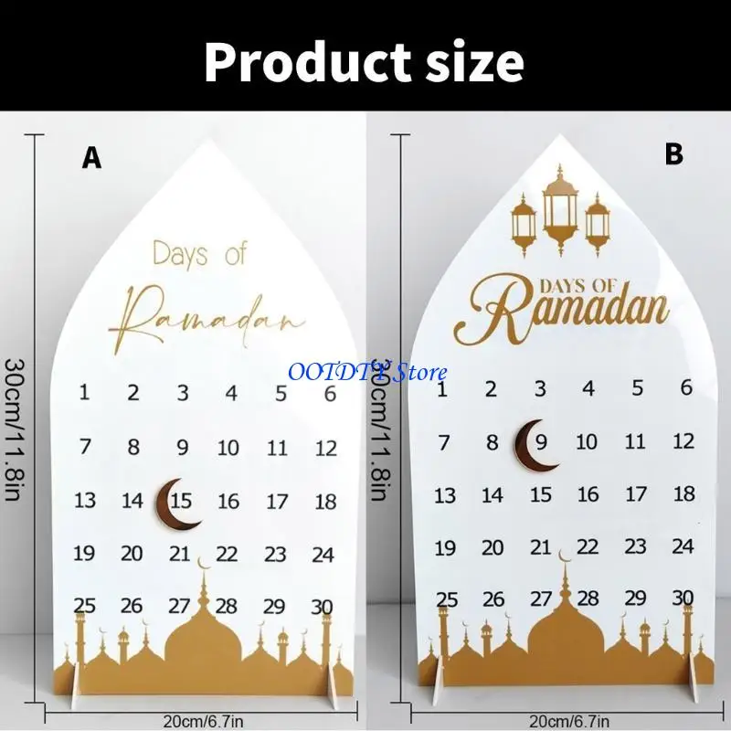 367A Calendario per il conto alla rovescia del Ramadan Display acrilico con regolazioni magnetiche della data della luna - immagine 6