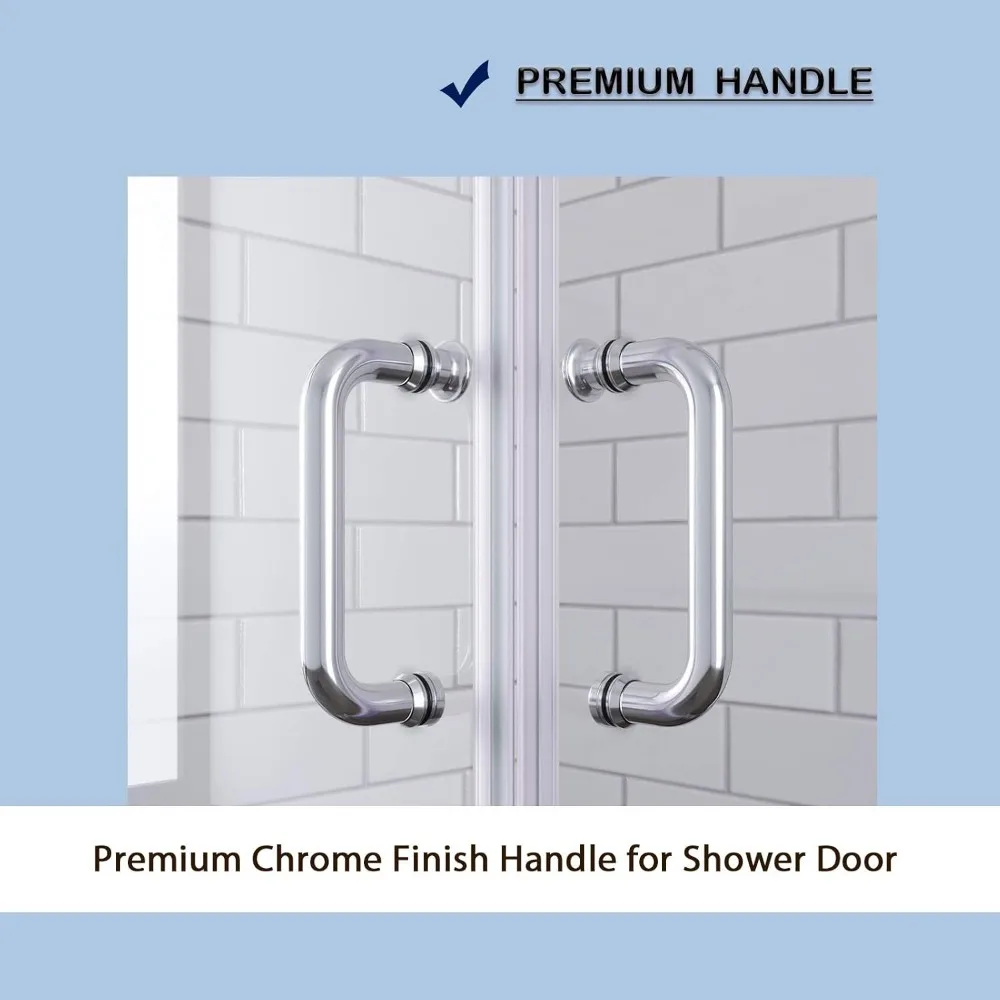 Corner Enclosure 1/4 in. Clear Glass Semi-Frameless Sliding Shower Doors,  Chrome Finish Corner Shower Glass Enclosure 3