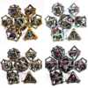 DND Metal Dice Set - Green Skull Pattern Zinc Alloy & Resin 7pc D&D Dice, Handcrafted RPG Polyhedral Dice Set 6
