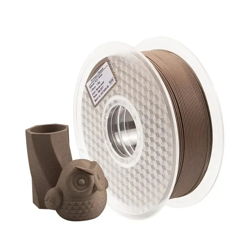 목재 3D 프린터 필라멘트, 목재 PLA 필라멘트 1.75mm, 목재 색상 20% 이상 실제 목재 섬유 백송/백단향/흑단/자단