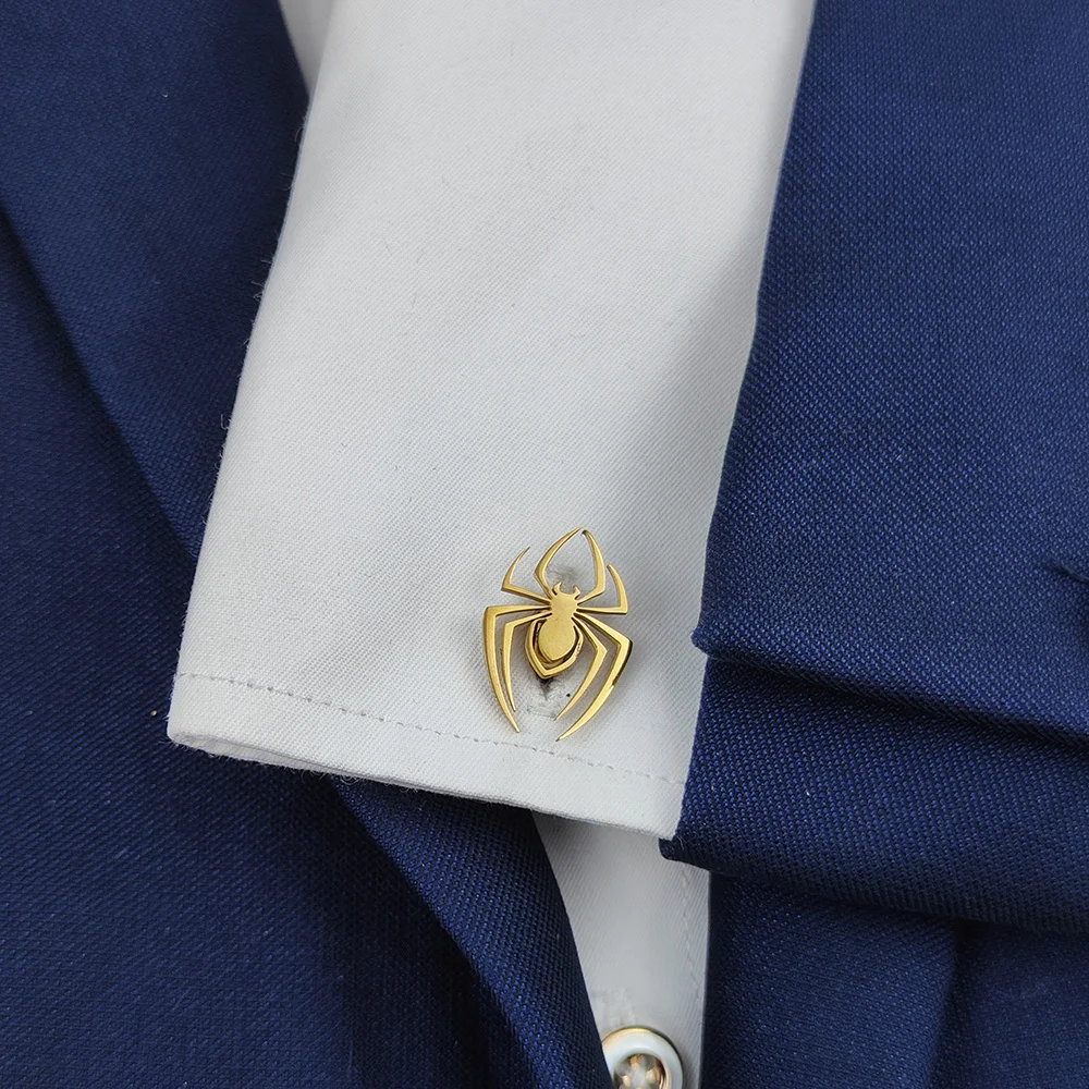 

Wholesale Fashion Stainless Steel Cufflinks Men's Spider Pattern Shirt Clothing Cuff-link Fathers and Boyfriends Gifts New 2024