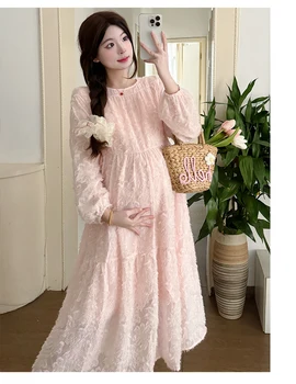Home 21 Good Quality Maternity Summer Party Dress Short Pregnant Woman Wedding Dress Sweet Mesh Puff Sleeve Fashion Embroidery Dresses