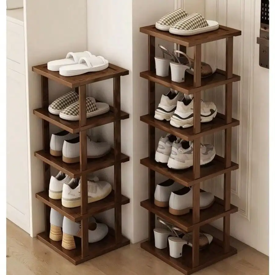 1pc Multi-Tier Elegant Bamboo Shoe Rack, Natural Wood Grain Texture, Space-Saving Design, Easy Assembly, Suitable For Dorm, Hall