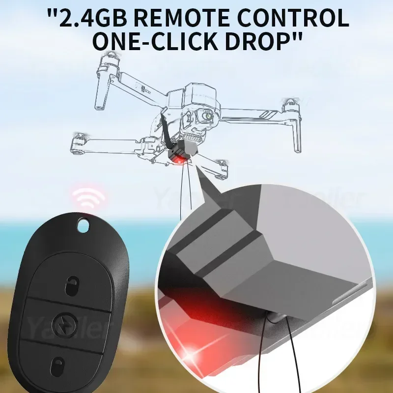 Système de largage aérien universel pour drone Mini 2, vue de côté montrant le mécanisme