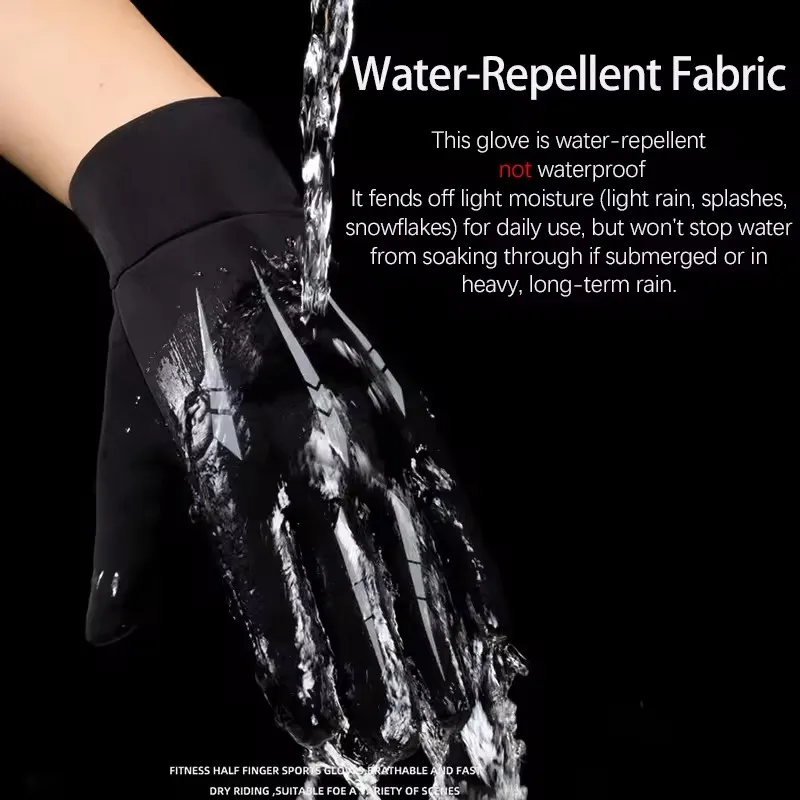 Winter Warm Gloves Thicken Fleece Lining Cycling Gloves Anti-Slip Cold-proof Thermal Touchscreen Outdoor Sports Ski Gloves