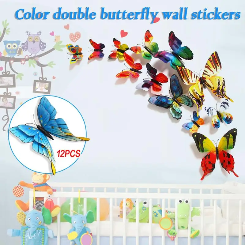 12PCS Magnet Butterflies Stickers for Fridge 3D Butterflies Removable Mural Wall Stickers for Home Room Bedroom Decorations​