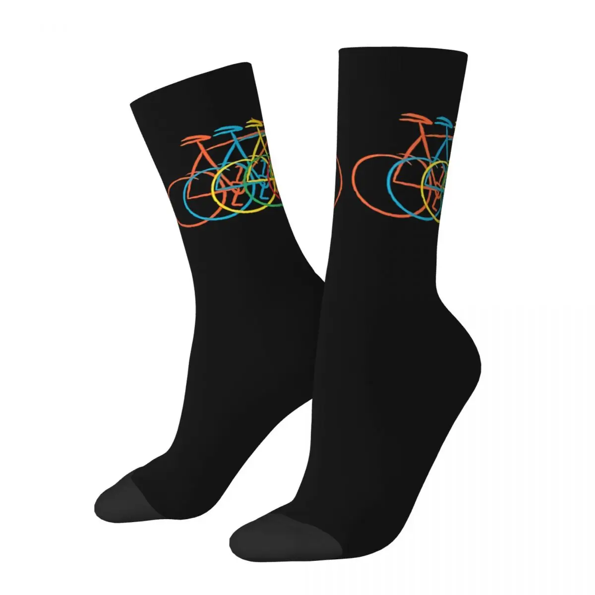 

Funny Crazy Sock for Men Colorful Hip Hop Harajuku Bicycle Bike Happy Pattern Printed Boys Crew Sock Novelty Gift