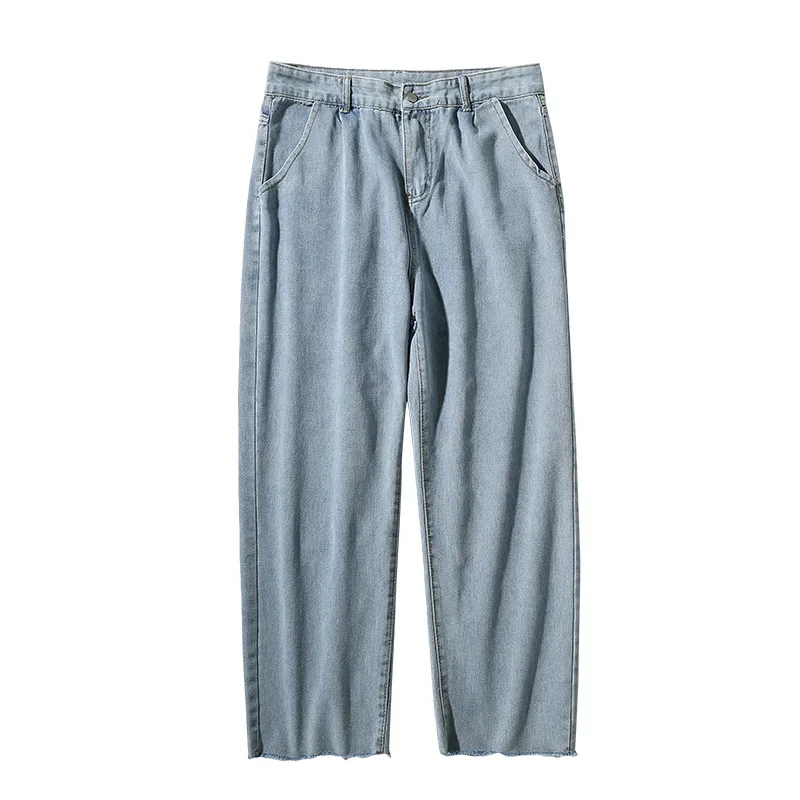buckle jeans 2022 Spring Summer New Washed and Worn Raw Edge Jeans Women Loose High Waist Wide Leg Pants armani jeans Jeans