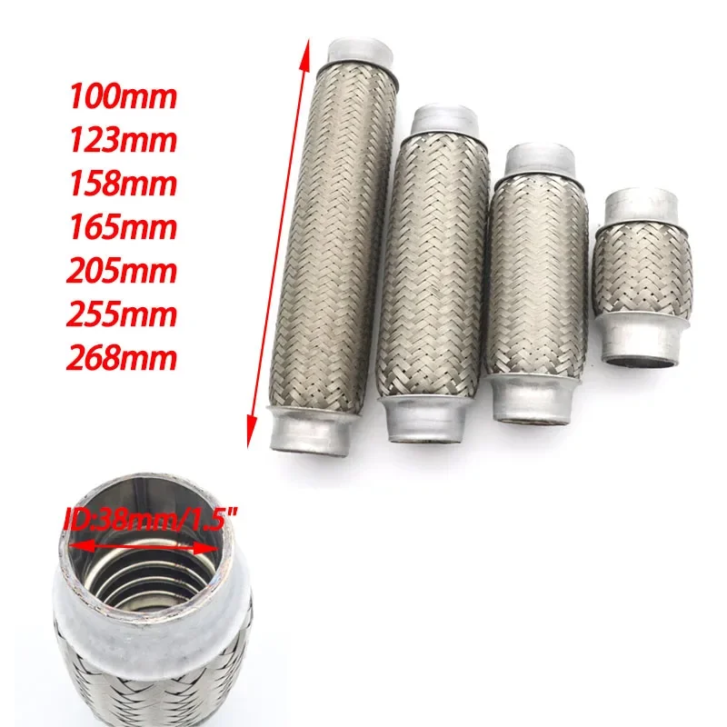 Exhaust Pipe Connector ID 38/51mm Car Exhaust Tube Telescopic Flexible Connection Braid Bellows Stainless Steel Muffler Pipe Welded Universal