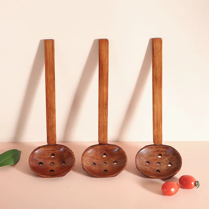 Description Picture 5 of item1Pcs Wooden Spoon Kitchen Ladles Soup Spoon Japanese Wood Serving Spoons Big Ramen Spoon Soup Noodle Hop Pot Strainer Tableware