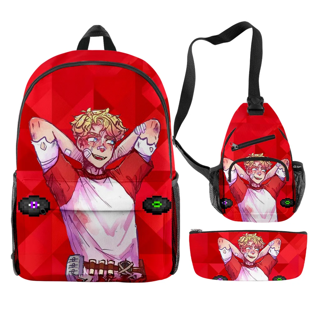 Classic Novelty Funny Dream Tommyinnit 3D Print 3pcs/Set pupil School Bags Travel Laptop Backpack Chest Bag Pencil Case
