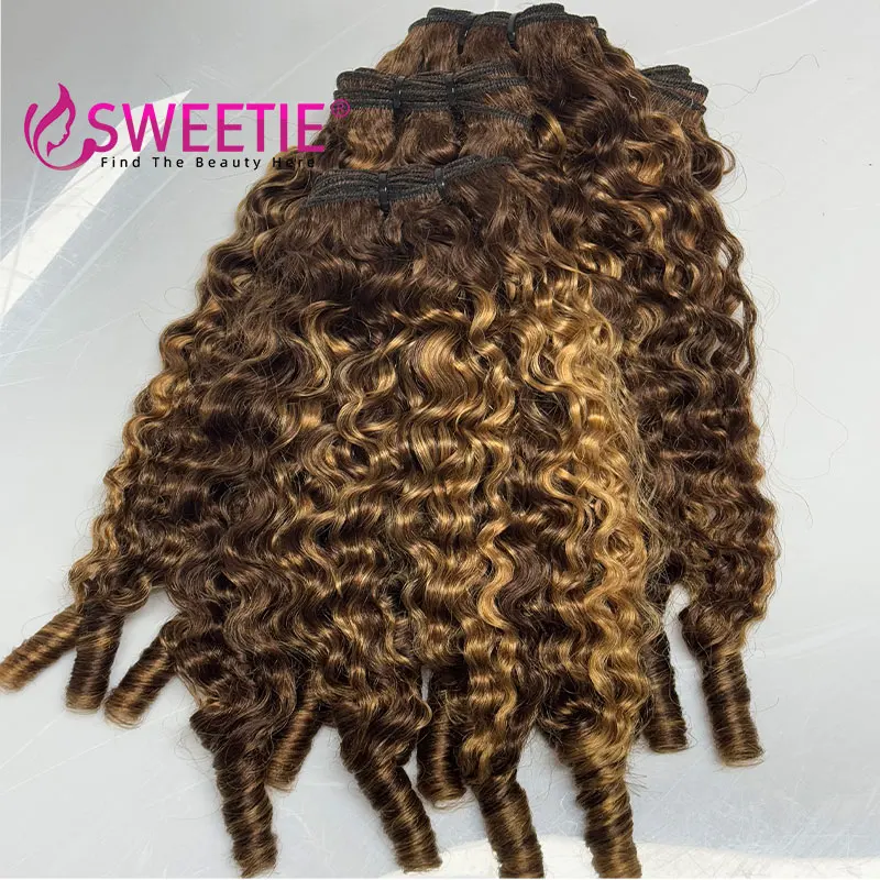 12A Highlight Burmese Curlys Human Hair Bundles Deals P4/27 Vietnamese Virgin Hair Weave Bundles Colored Spiral Curly Human Hair 5