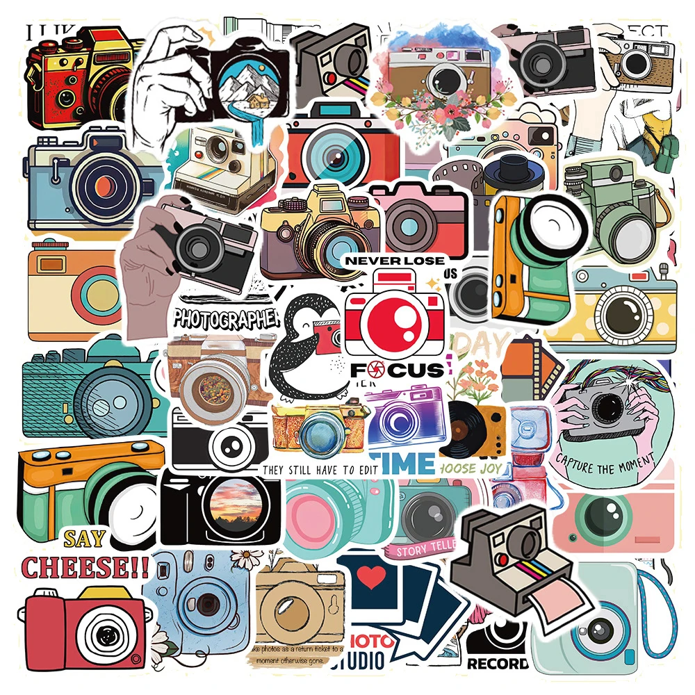 

10/50Pcs Outdoor Travel Photographer Cartoon Varied Stickers Pack for Kids Travel Luggage Wall Laptop Decoration Graffiti Decals