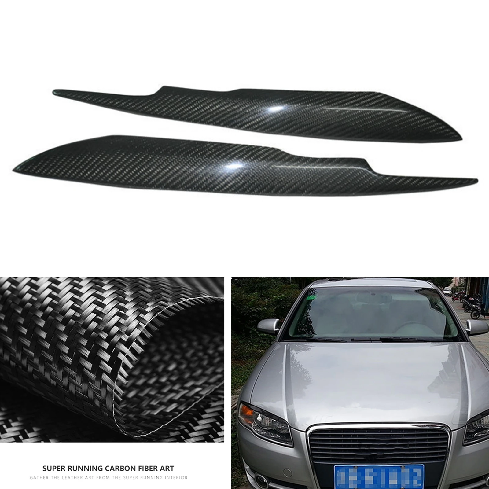 

Headlight Eyebrow Headlamp Eyelid For Audi A4 B7 S4 2005-2008 Real Carbon Fiber Front Head Light Lamp Cover Brow Trim Sticker