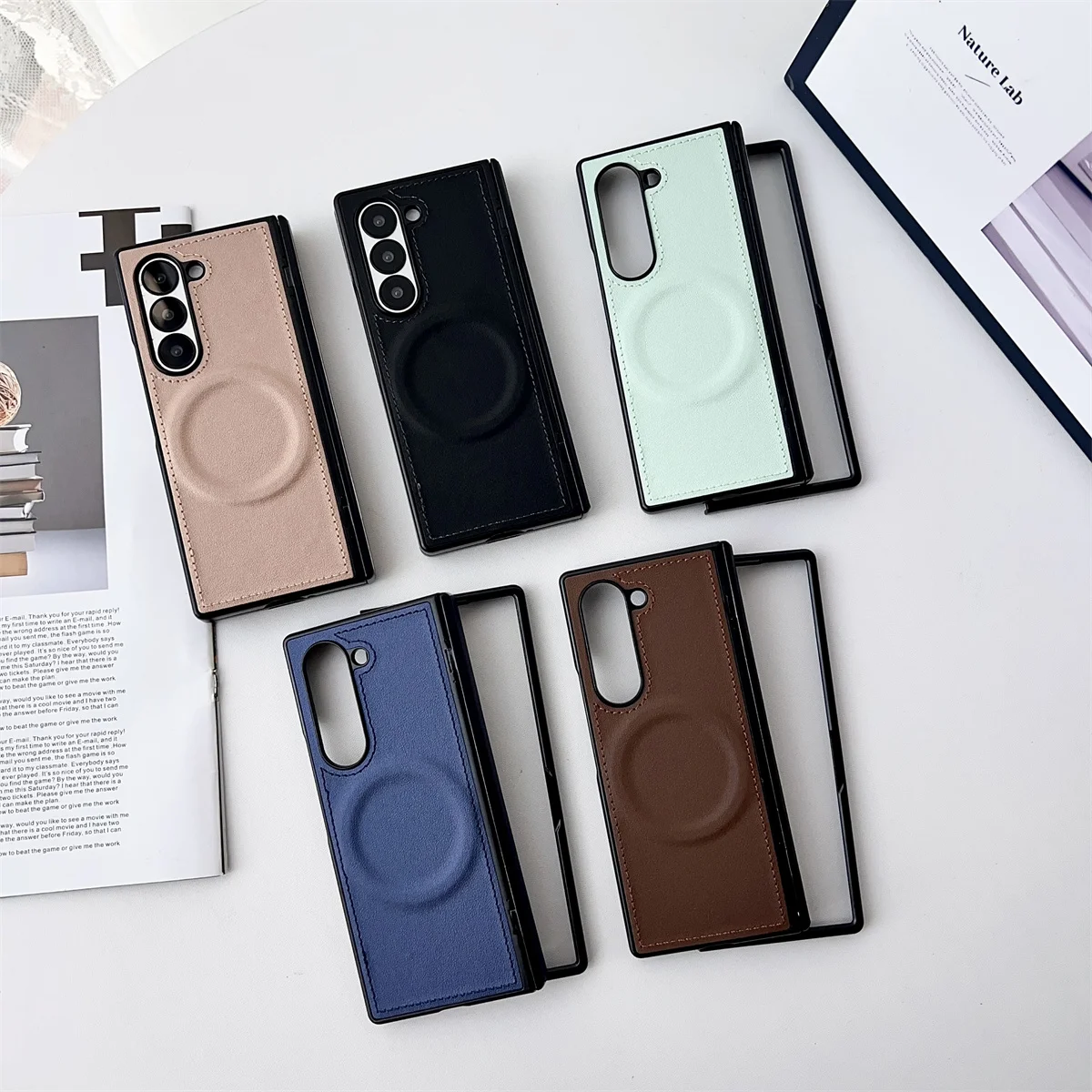 Magsafe Magnetic Leather Protective Phone Case with Hinge Cover