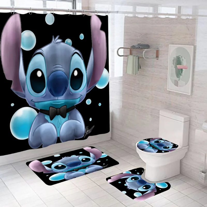 

Шторы Disney Lilo & Stitch мультяшная душевая занавеска, Нескользящие Водонепроницаемые Детские занавески для душа в ванную комнату