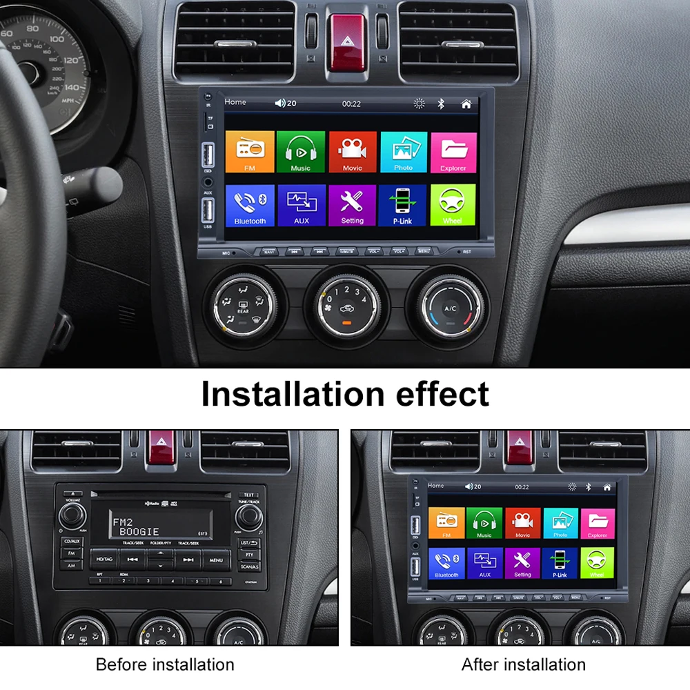 REAKOSOUND 1 Din ڵ ׷  7 ġ ũ carplay  ڵ Ƽ̵ ÷̾, BT FM  ű  USB