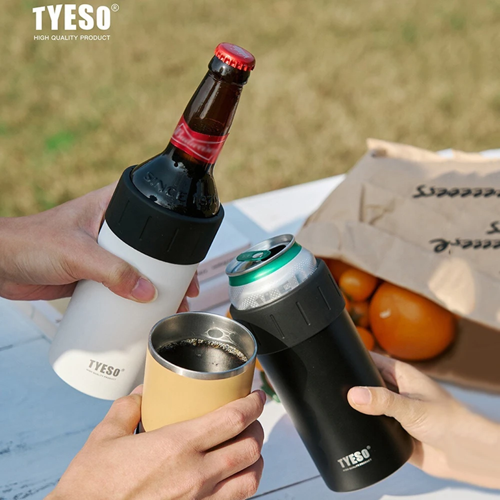 TYESO Vacuum Insulated Can Cooler For Wine bottles Cans Beer