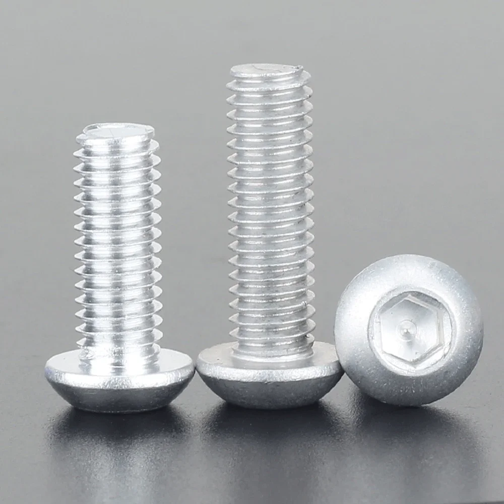 Description Picture 3 of itemM2M4M6x4/5/6/8/10/12/14/16mm 6063 Aluminum Alloy Button Head Screw Bolts Hex Socket for Model Aircraft Car DIY