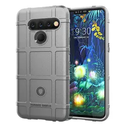 Armor Heavy Matte Soft Cover - Shockproof Shield Anti - Knock Silicone Case for LG V50 ThinQ (Grey)