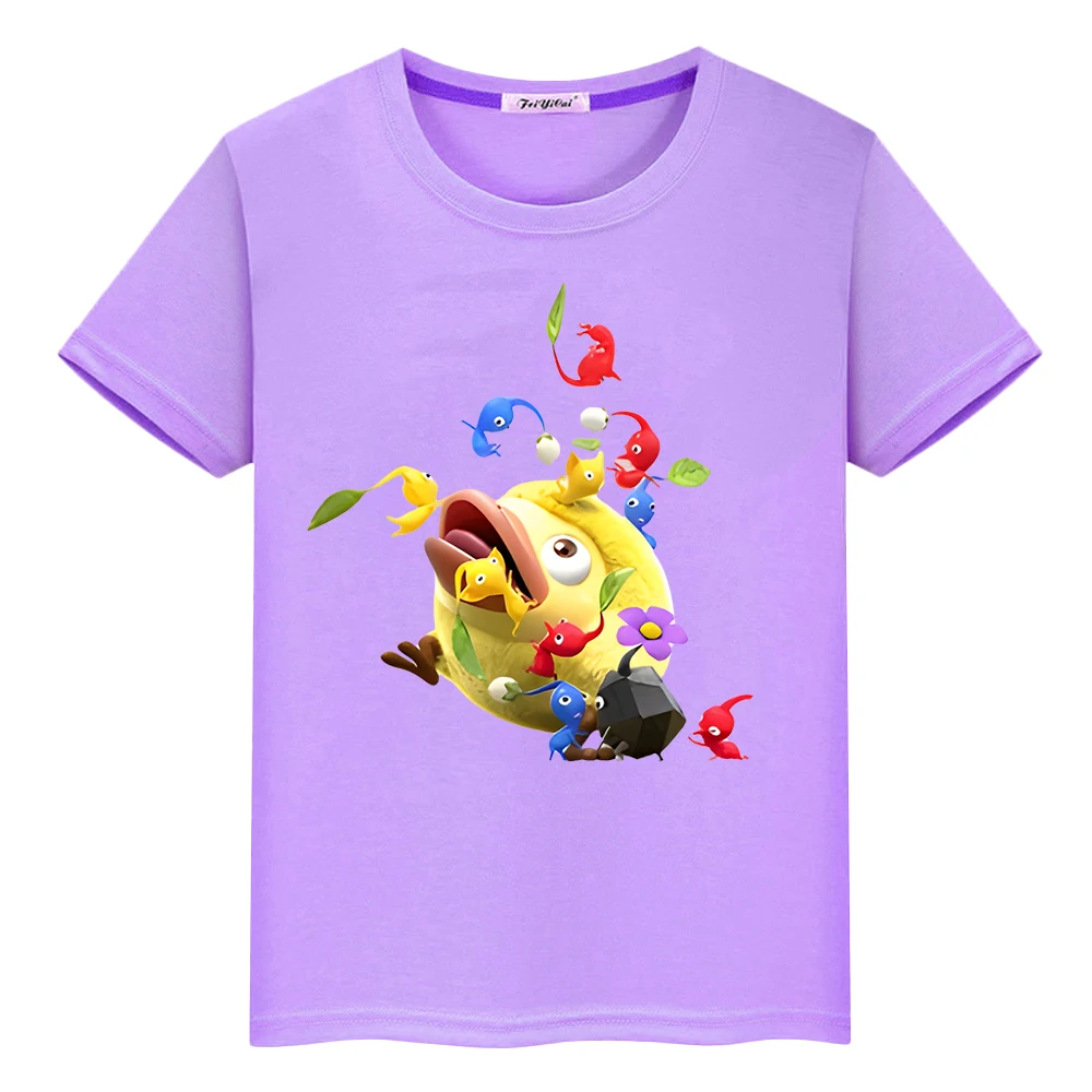 Pikmin Summer Cute Print T-Shirt 100% Cotone Cartoni Animati Top Short Anime Tees Boy Girl Clothes Tshirt Pride Tshirt Y2K Kids Day Gif