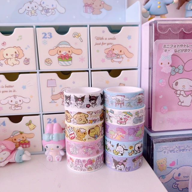 9Pcs/Set Sanrio Washi Tape Set Paper Stickers Scrapbooking flower Adhesive  Washitape Stationary gift Mymelody Kuromi Cinnamoroll - AliExpress