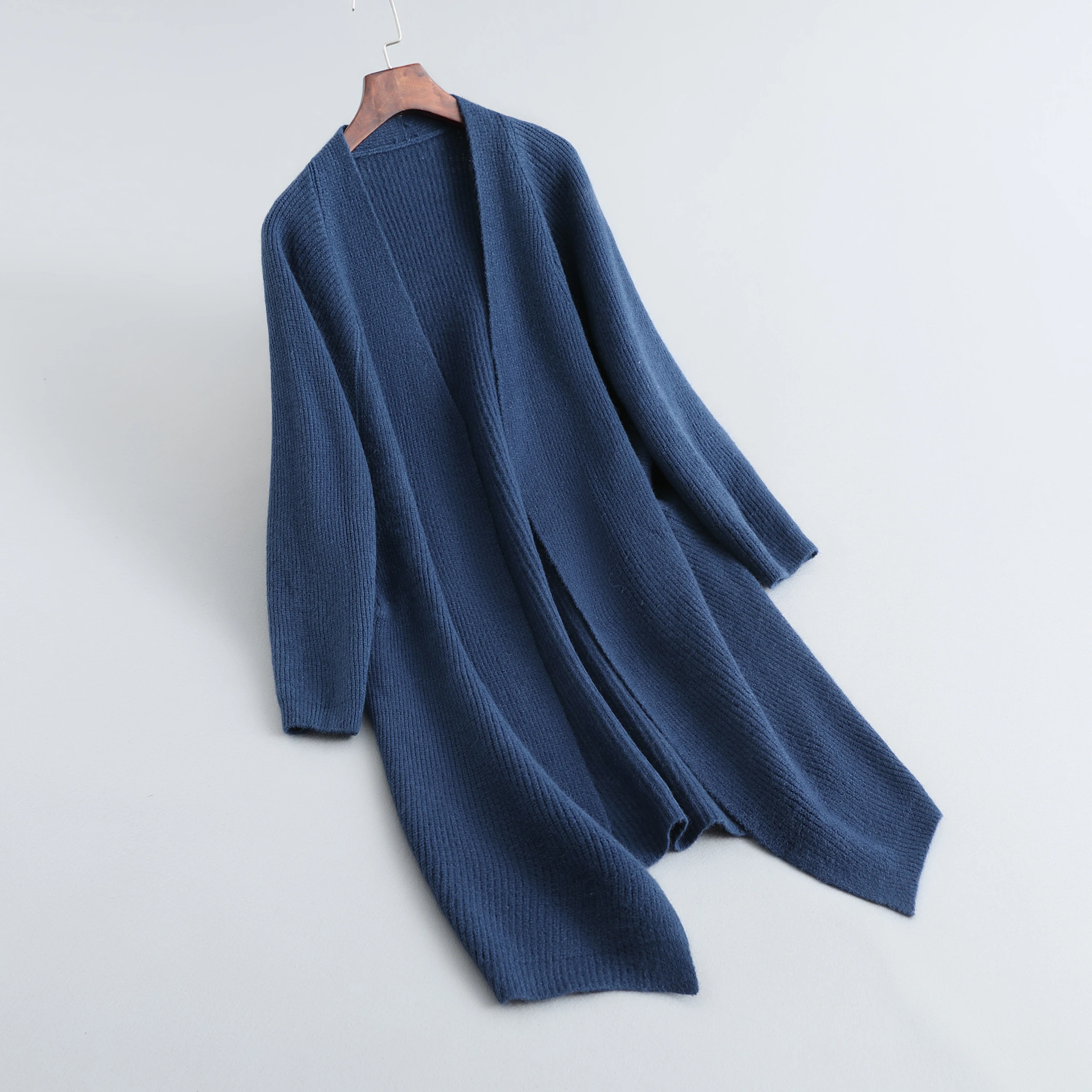 

Autumn and winter women's casual solid color long cardigan sweater