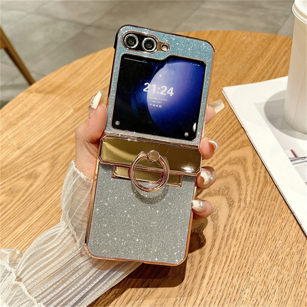 Glitter Diamond Ring Holder Gradient Electroplating Shockproof Case