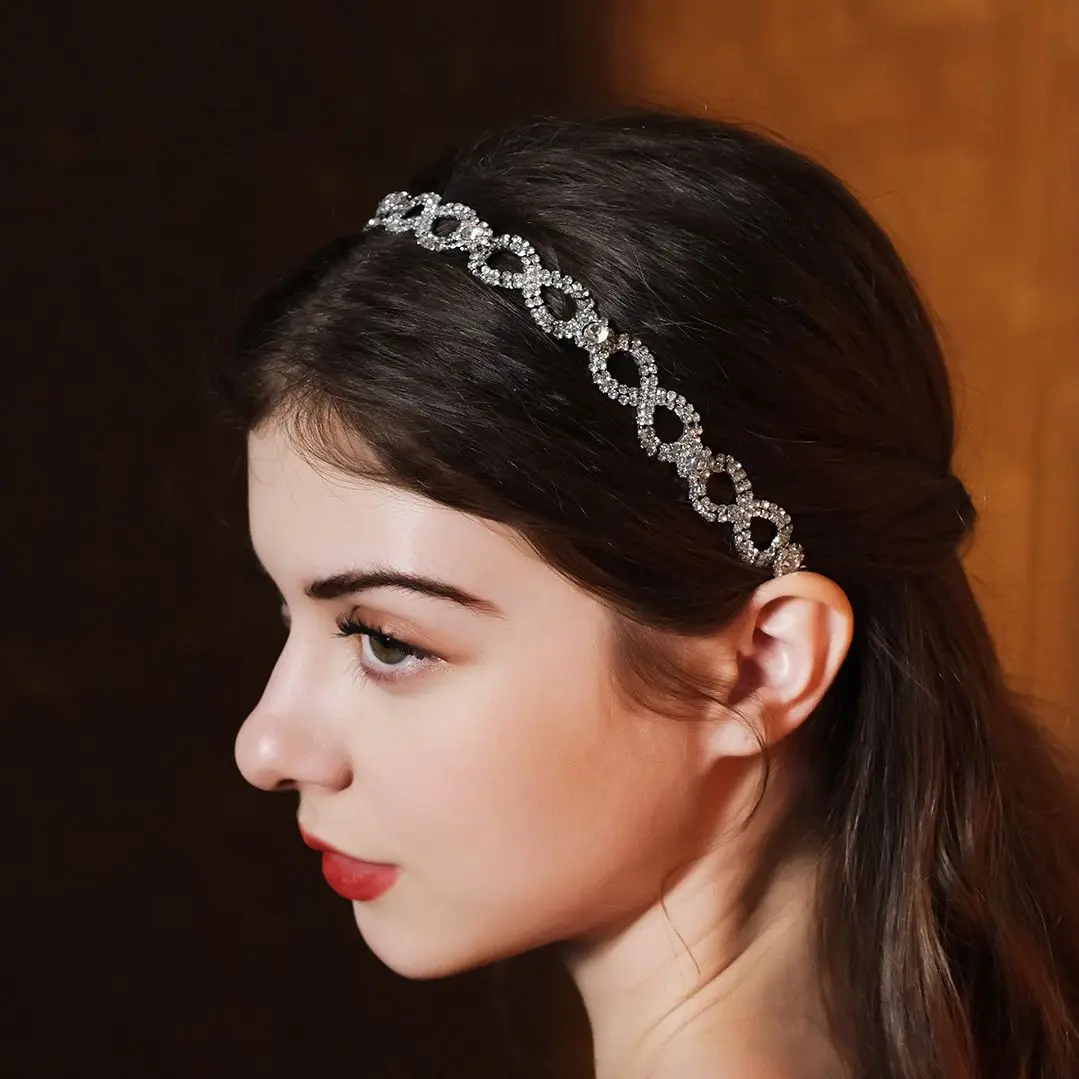 Fashion Luxury Pearl Rhinestone Beads Hairbands Lace Crown Crystal Bridal Hair Piece Accessories Jewelry Tiara Wedding