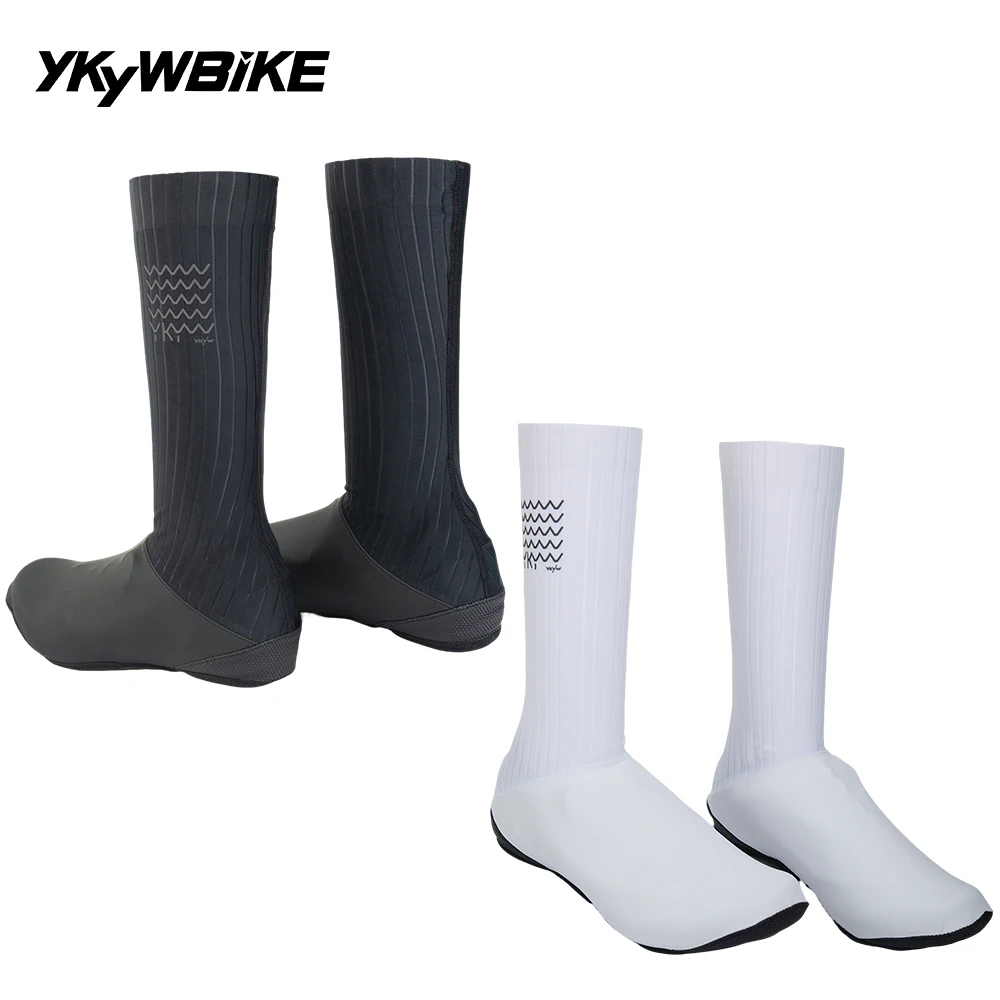 YKYW Men Windproof Waterproof Cycling Shoes Cover Black White