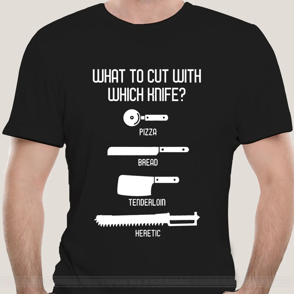 

Хлопковые мужские футболки с надписью «What to Cut with каким ножом»
