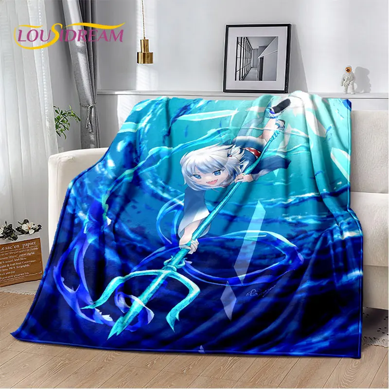 Gawr Gura Hololive Cute Anime Soft Plush Blanket,Flannel Blanket Throw