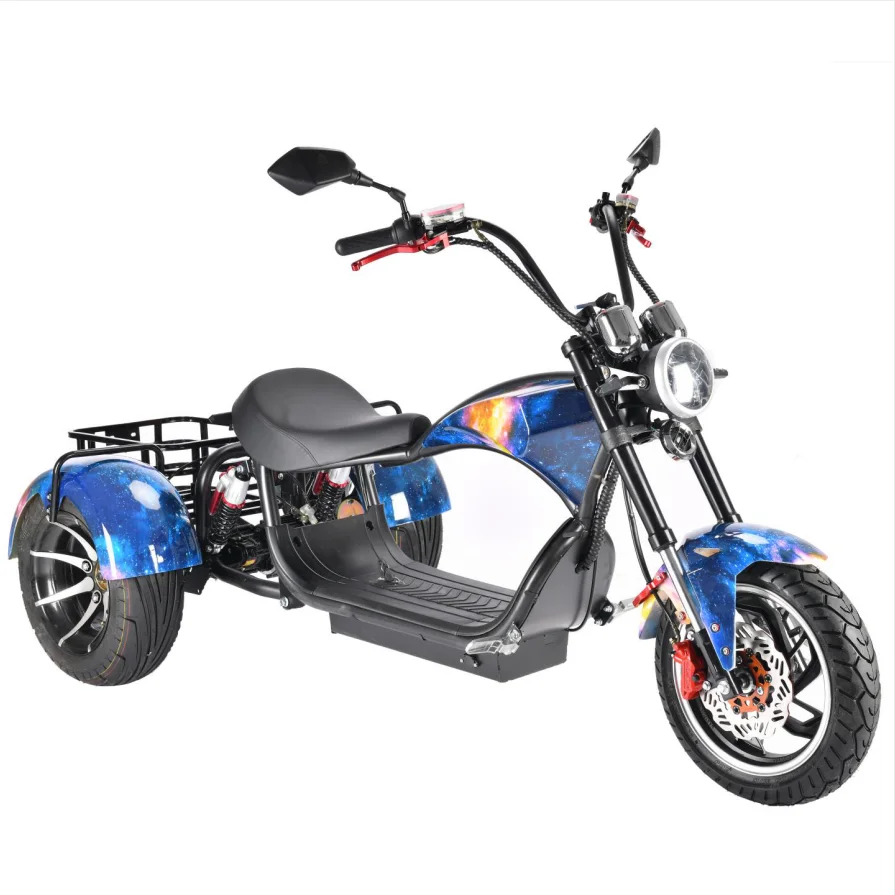 

HEZZO 60V 4000W Dual Motors 12" Fat Tire 3 Wheel Electric Scooter 30Ah Long Range Electric city coco citycoco Halley Trike