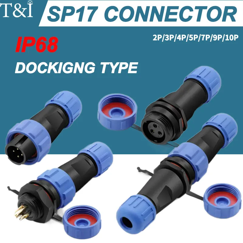 

IP68 SP17 Docking Waterproof Male and Female Butt Aviation Connector Socket with 2/3/4/5/6/7/10 Pins for Industrial Use