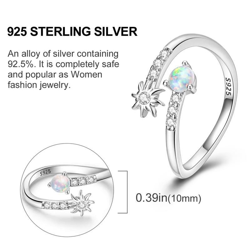 925 Sterling Silver Open Ring Colored Cubic Zircon Butterfly Sun Moon Turtle Ring Fit Women Wedding Engagement Silver Gift 3