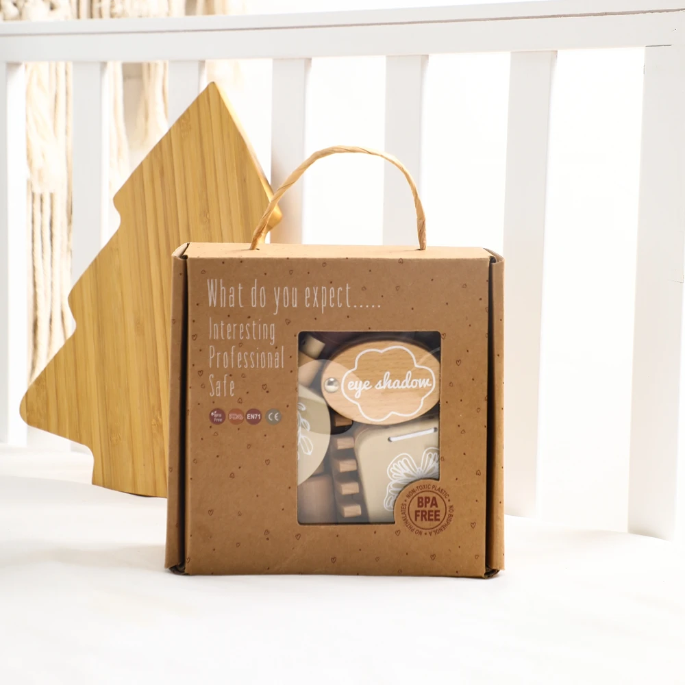 Wooden Children's Simulation Makeup Set Girls Role Play Hair Comb Brush Mirror Mascara Gifts Toy Girl Montessori Makeup Toy 5