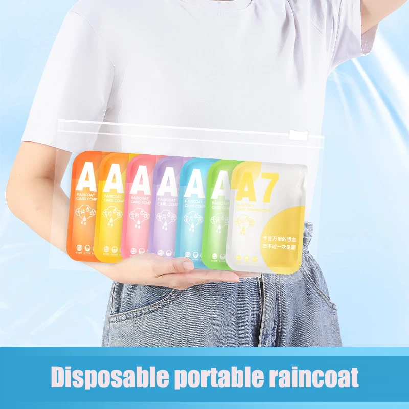 Raincoat Poncho Portable Card Raincoat Disposable Adult Kids Rainwear Outdoor Hiking Travel Waterproof Thickened Poncho Camping Rain Cover