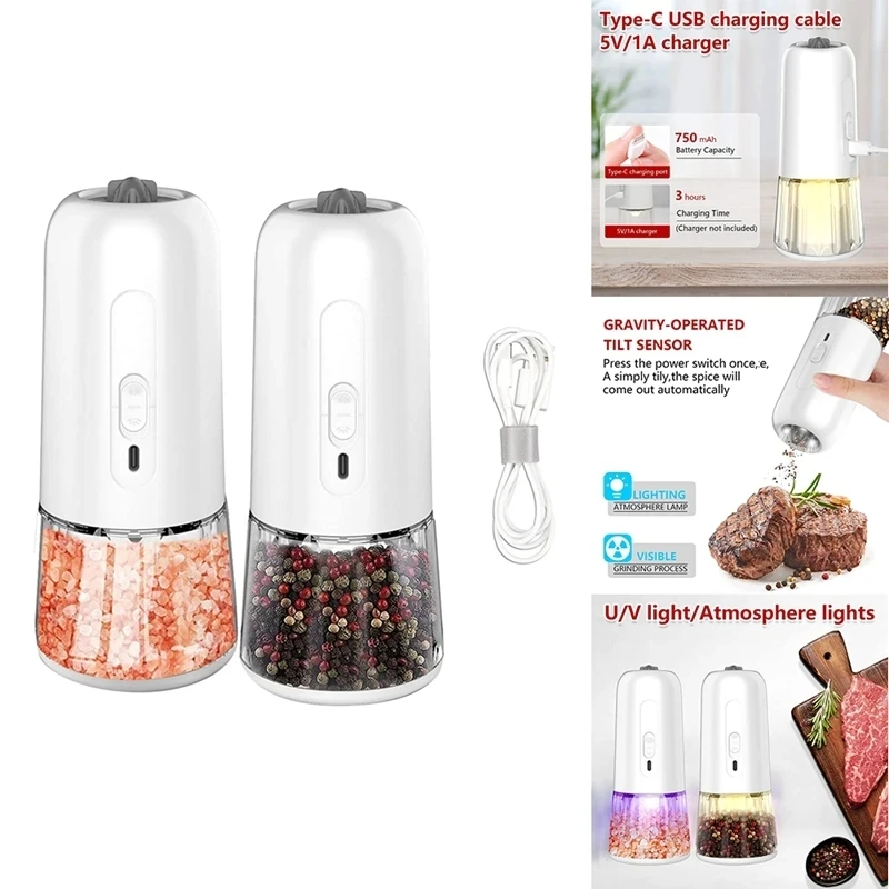 Gravity Electric Salt Pepper Grinder Set Battery Automatic Operation,  Adjustable Coarseness Mill Grinders Led Light Kitchen Tool - Mills -  AliExpress