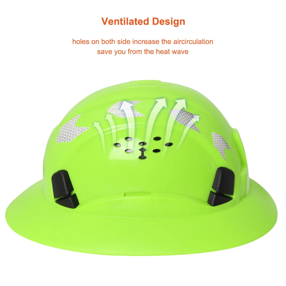 Full Brim Safety Helmet with Reflective Stickers Goggles Construction Hard Hat Protective Working Rescue Cap Head Protection