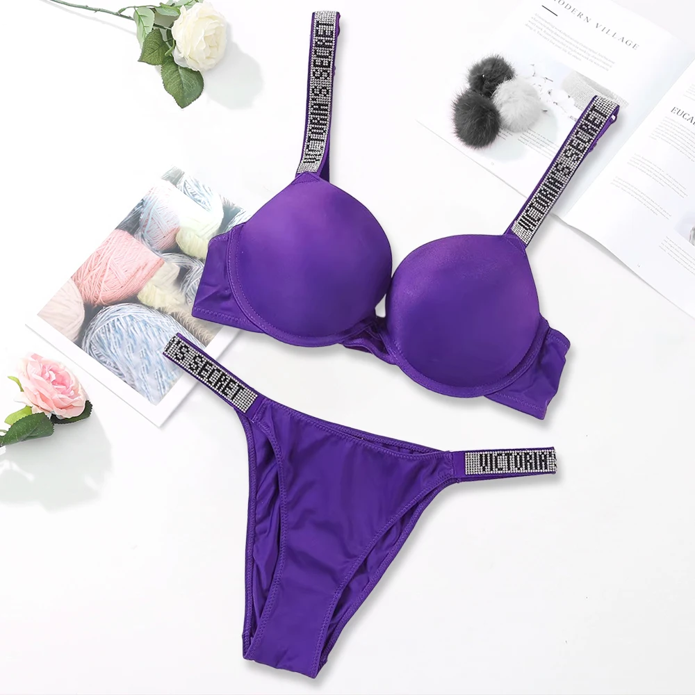 V Bra Panty Set Women Lace Push Up Bralette Seamless Comfortable Breathable Lingerie Home Wear Set Lingerie Set Underwear Set