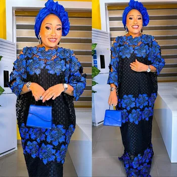 Bisiola Dashiki Lace Boubou Maxi Dress